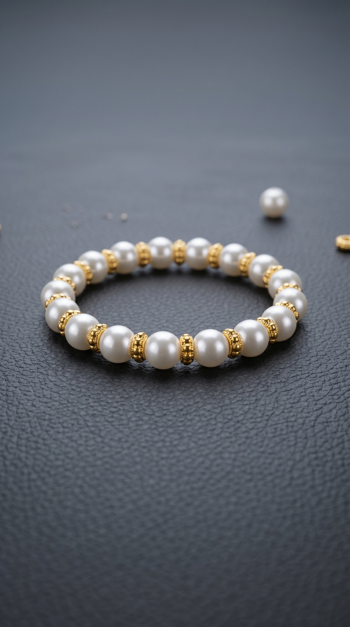 Antik İşlemeli Gold Detaylı İnci Bileklik